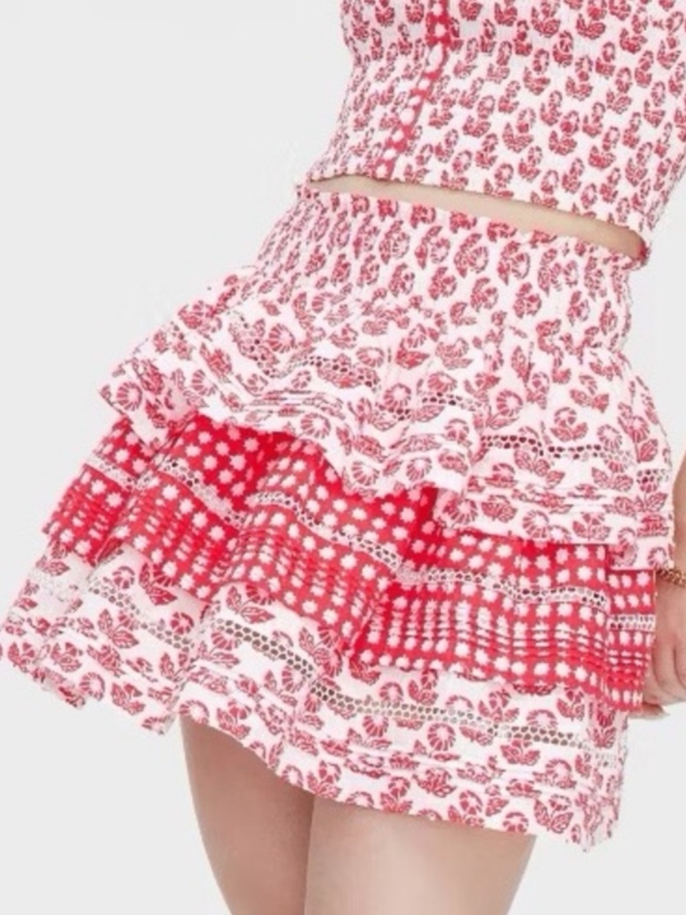 Roller Rabbit Red & White Ruffle Mini Skirt - Picture 3 of 3